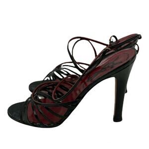 Yves Saint Laurent Shoes Womens Sz 8 Leather Strappy Stiletto Heel Sandals Italy